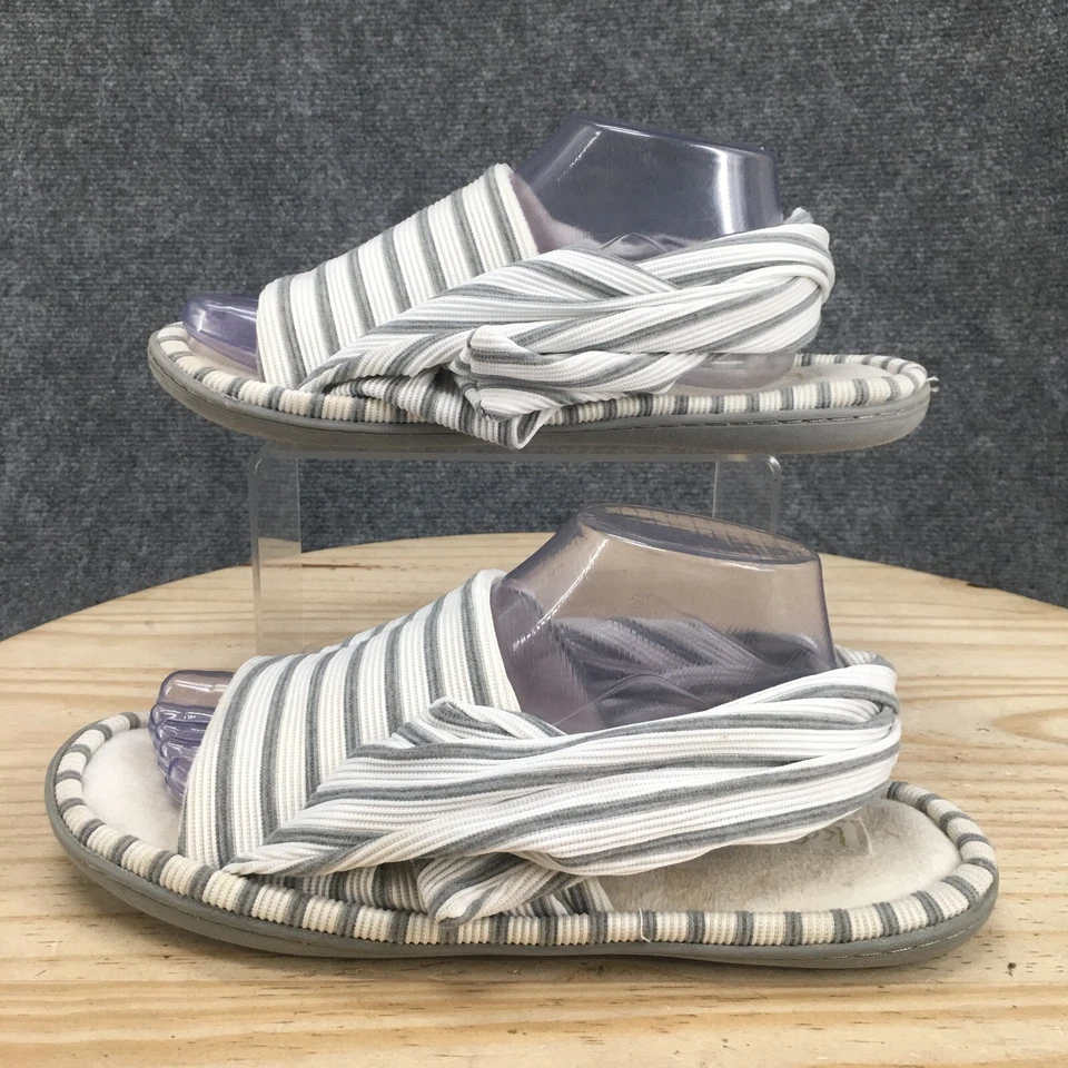 Zapatillas KOOBA para mujer 9,5-10,5 con tira trasera gris a rayas cómodas punta abierta Foto 2 de 4