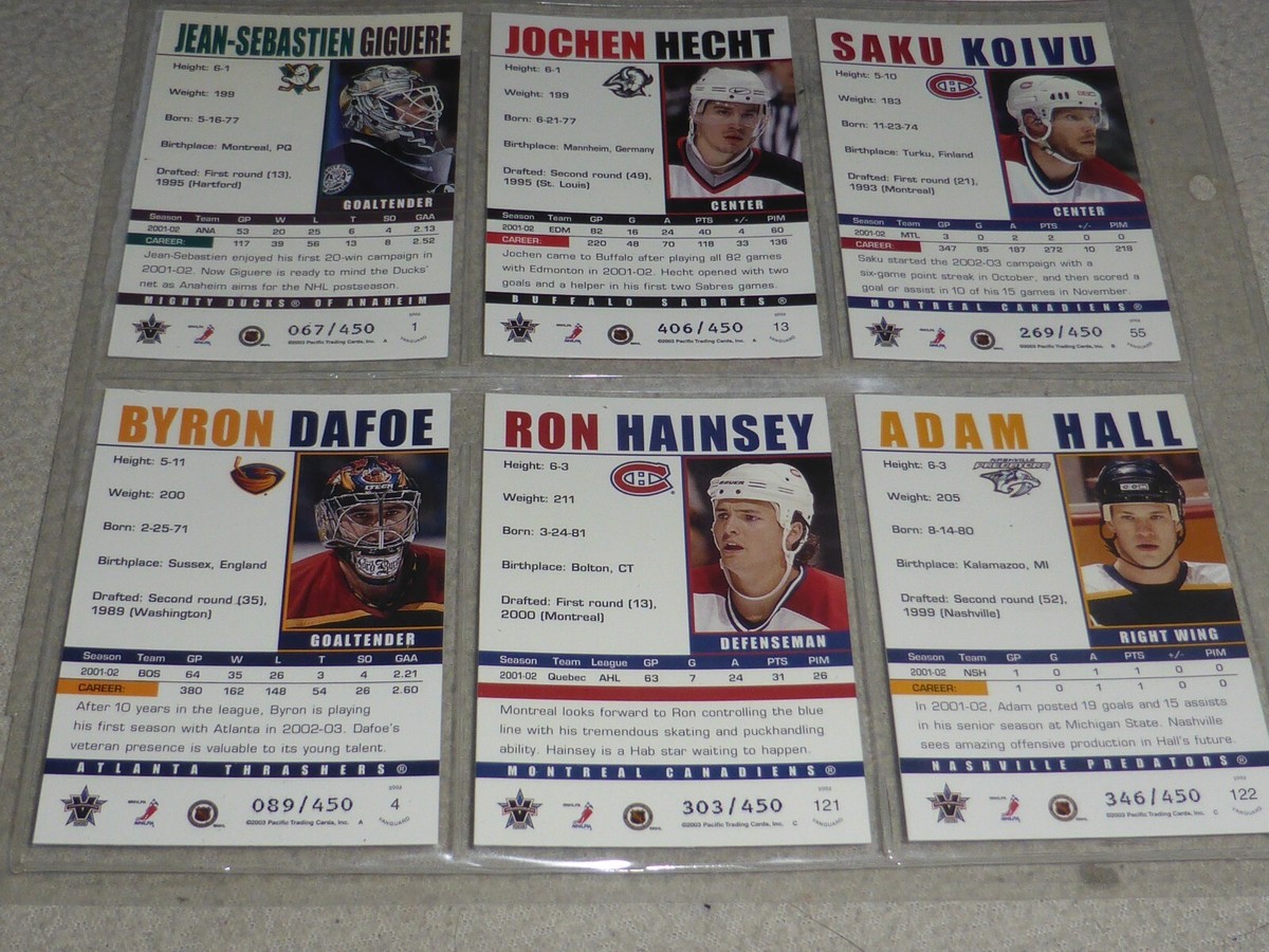 27 2002-03 PACIFIC VANGUARD HOCKEY CARD LOT PARALLEL LIMITED