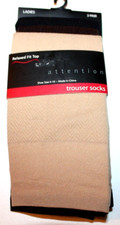 Attention Ladies Relaxed Fit Top Black/Brown/Tan Trouser Socks 3-Pack Size 4-10