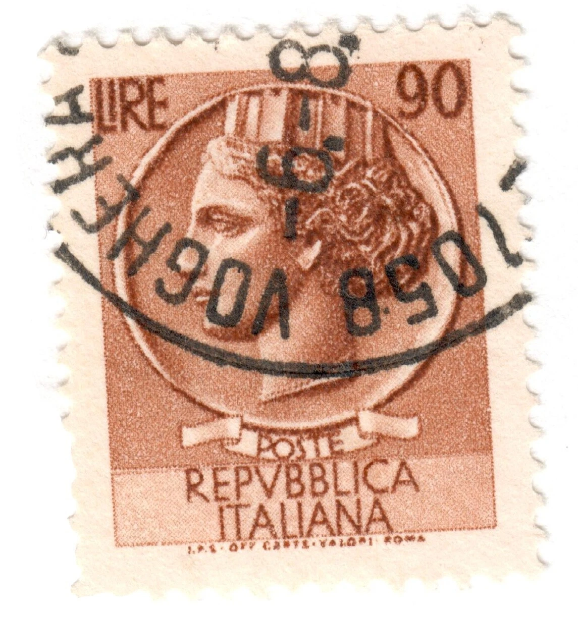 Brown Handstamped Postage Italian Stamps