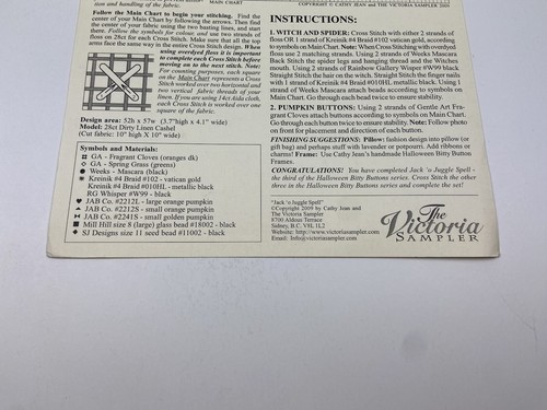 The Victoria Sampler Jack O Juggle Spell Counted Cross Stitch Pattern - Picture 3 of 3