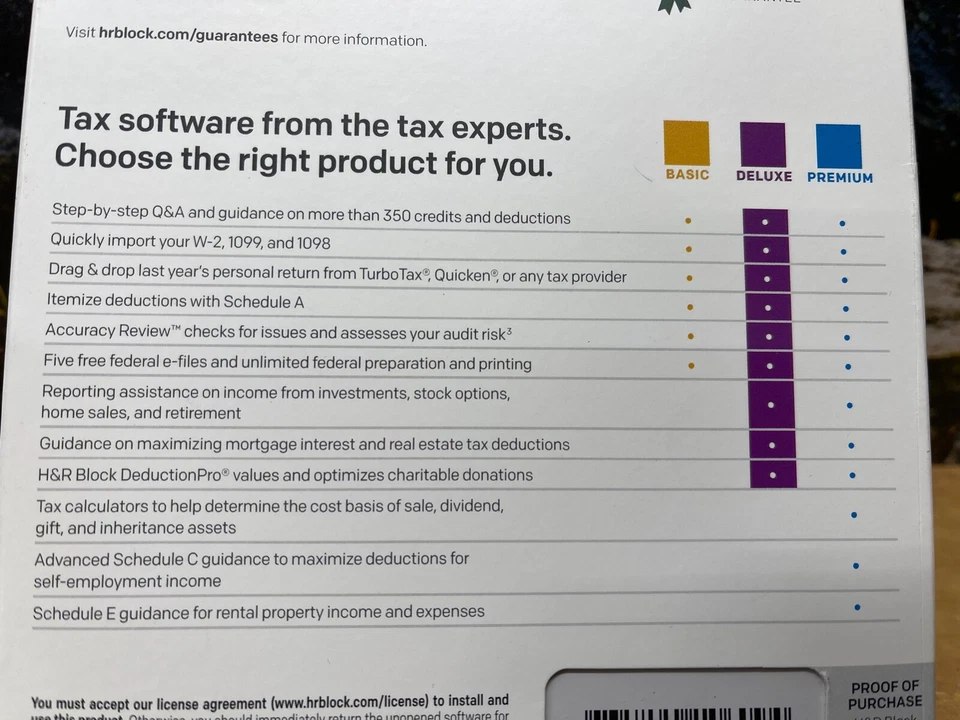 2017 H&R Block DELUXE turbo Federal (NO State) Tax Cut New sealed CD in BOX USA - Image 4 of 4