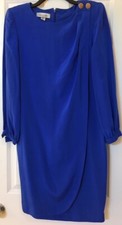 Gillian New York Vintage Womens fancy Sleeved Long Dress Size 4 Royal Blue WOW