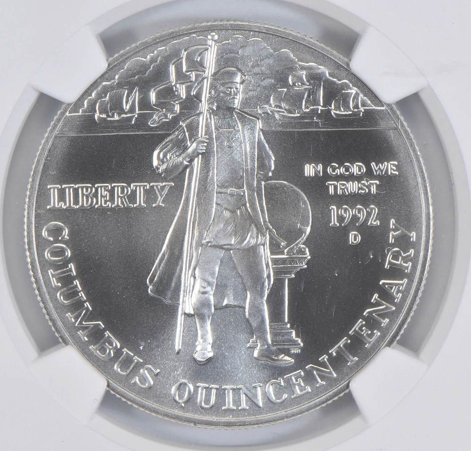 1992 D Columbus Commemorative Silver Dollar NGC MS70 - Image 3 of 4