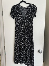 Reformation Women's Locklin Black Floral Jasmin Midi Dress, Size 6, NWT