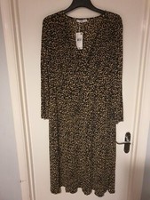 Mango Uk16 Leopard Print Dress Long Sleeve