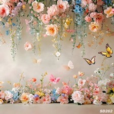 10'x10'CP Flowers Butterfly Scenic Microfiber Fabric background backdrop SD262