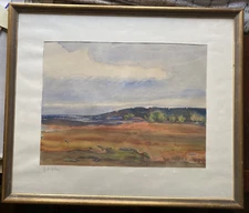 Aquarell Unreadable Signed °Herbstdürre Frame Landscape Nature Antique