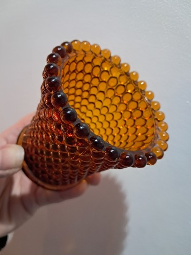 Amber Brown Glass Votive Peg Cup Candle Holder 3x3 Hobnail - Picture 10 of 14