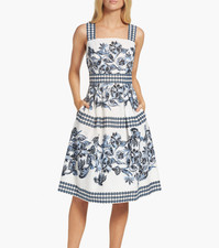 Vince Camuto Fit & Flare Floral Summer Midi Dress 4 EUC Viral HTF