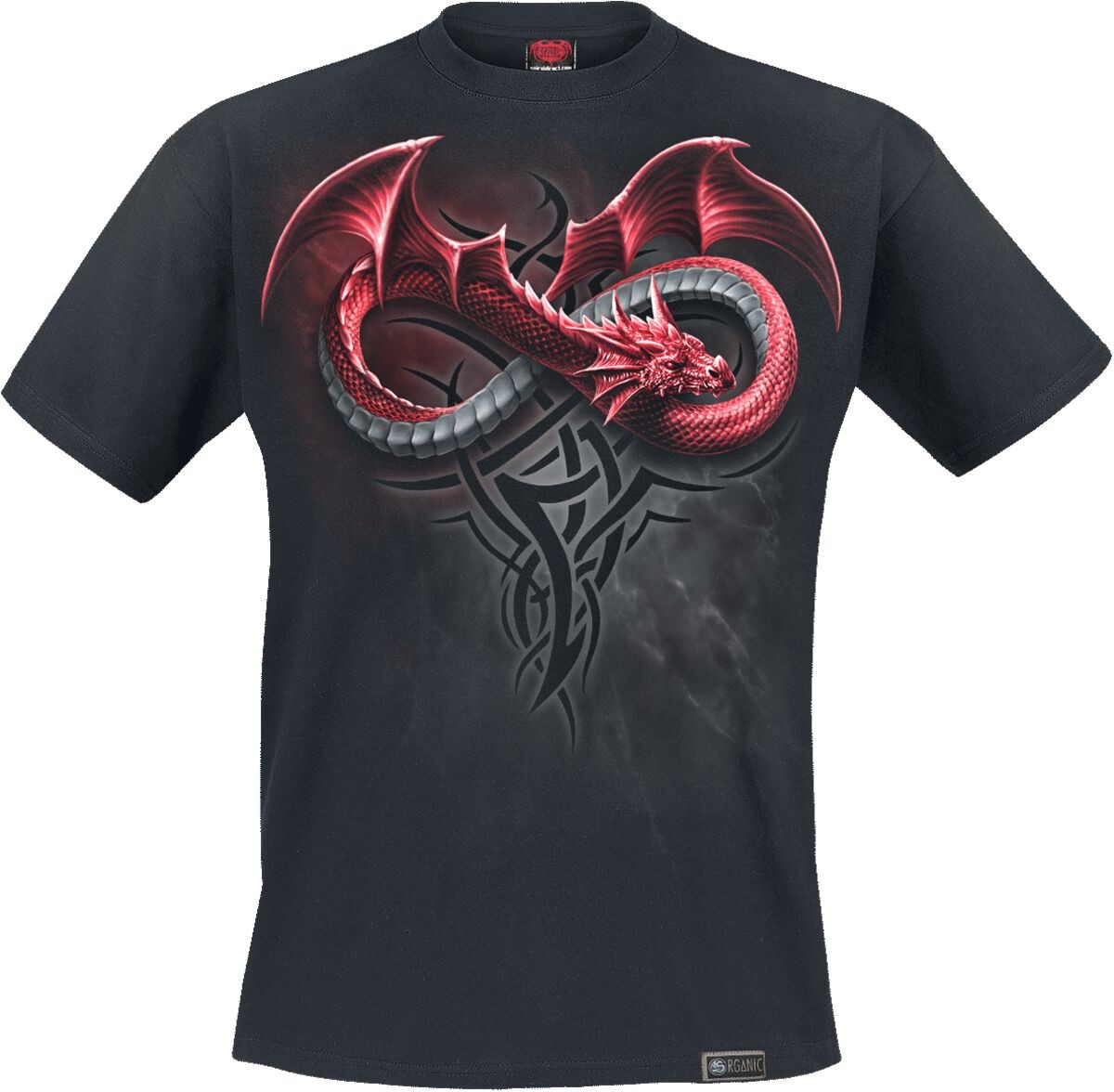 Футболка со спиралью Herren Infinity Dragons schwarz Drachen, Rockwear, 100% Baumwolle