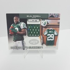 Bilal Powell player worn jersey patch football card (New York Jets) 2011 Panini