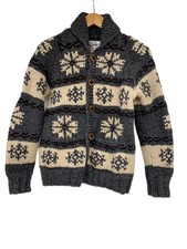 Kanata Cowichan Knit Sweater Thick /-/Wool/Gry/Allover Pattern