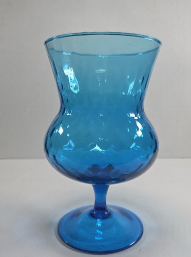 Vintage Fenton Colonial Blue Thumbprint Hurricane Vase 9" Pedestal Glass MCM
