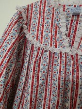 Lanz Of Salzburg Flannel Nightgown Cottagecore Eyelet Lace Floral Heart Sz Large