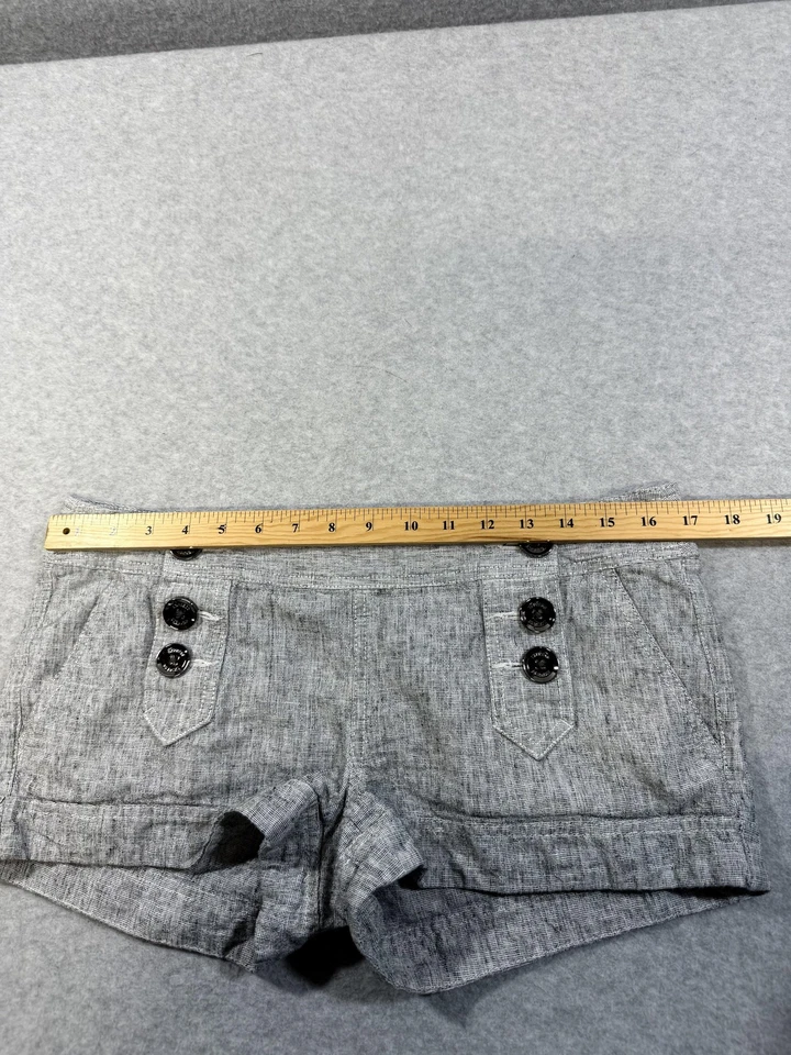 Express Mini Shorts Womens 8 Gray Linen Blend Sailor Button Kawaii Preppy Y2K - Image 3 of 4