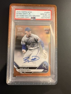Topps Now 2025 Bobby Witt Jr Road to Opening Day Orange /25 PSA 10