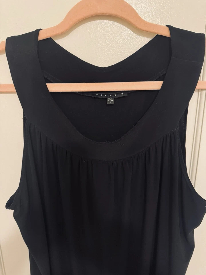 Vestido Tiana B Mujer Negro Fluido Talla L Sin Mangas Ligero Transpirable Foto 2 de 3