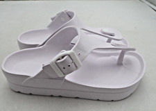 Women's White Platform Flip Flops Arch Support Adjustable Sandals sizes 5 6