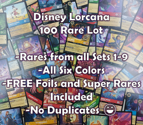 Disney Lorcana TCG Lot 100 Rare Cards All Sets Chapter 1-9 NO DUPLICATES!