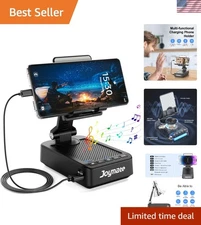 Multi-Functional Phone Holder with Bluetooth Speaker & Adjustable Angles - Black