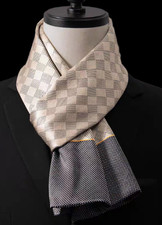 100 Silk men women Scarf satin neckerchief Wrap plaids beige gray MY113-20