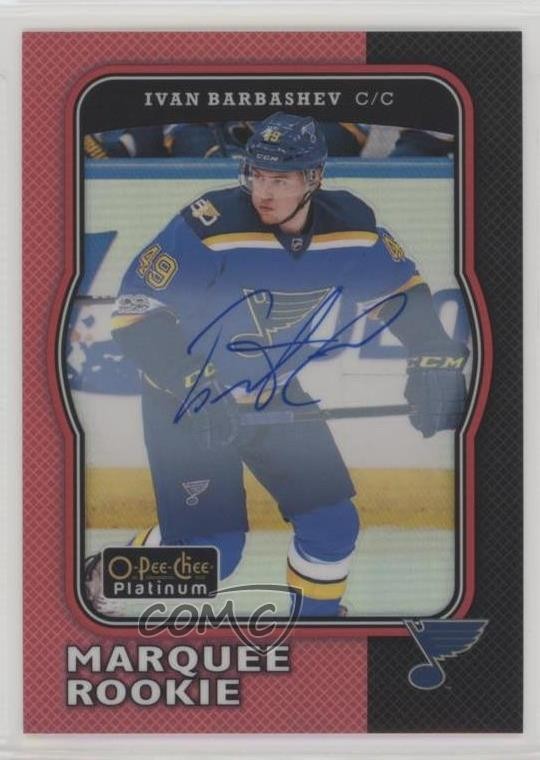 2017-18 O-Pee-Chee Platinum Retro Red Rainbow Ivan Barbashev Rookie Auto RC p0r