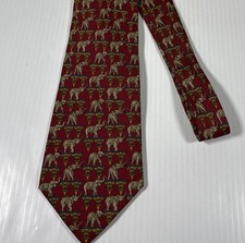 VTG Burberry s Of London Made In USA Silk Elephant Novelty Tie Pre-1999 Neck Tie