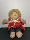 Vintage Cabbage Patch Kids Doll With Red Dress, Green Eyes, Blushing