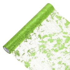 16 Feet Table Runner, Sequin Foil Thin Mesh Metallic Table Runner, Light Green