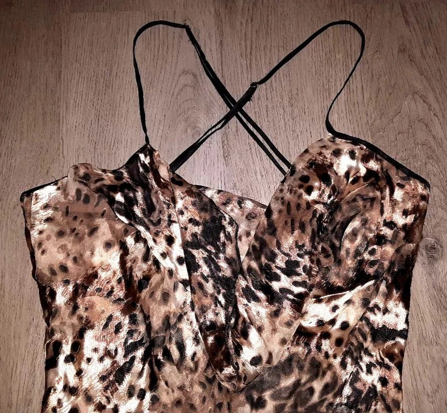 Shirley Of Hollywood Estampado de Leopardo Chemise Talla M Vestido sin Mangas Camisón Lencería Foto 4 de 4
