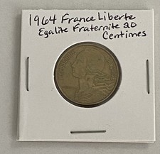 1964 France Liberte Egalite Fraternite 20 Centimes Coin