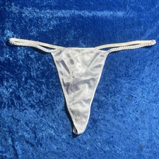 Vintage Fredericks Of Hollywood Shiny Satin Gstring Thong Panties White XL