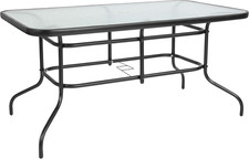 Outdoor Dining Table Patio Rectangular Tempered Glass Metal Choose Your Color