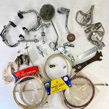Vintage Bicycle Parts Lot Brakes Mirror Kickstand Toe Clips Cruiser 1960s - 80s