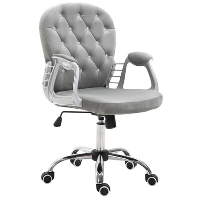 Vinsetto Bürostuhl Velours Diamant getuftet gepolstert ergonomisch 360° drehbar grau