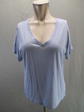 Marika Size M Womens Blue V Neck Short Sleeve Activewear Athletic TShirt 296