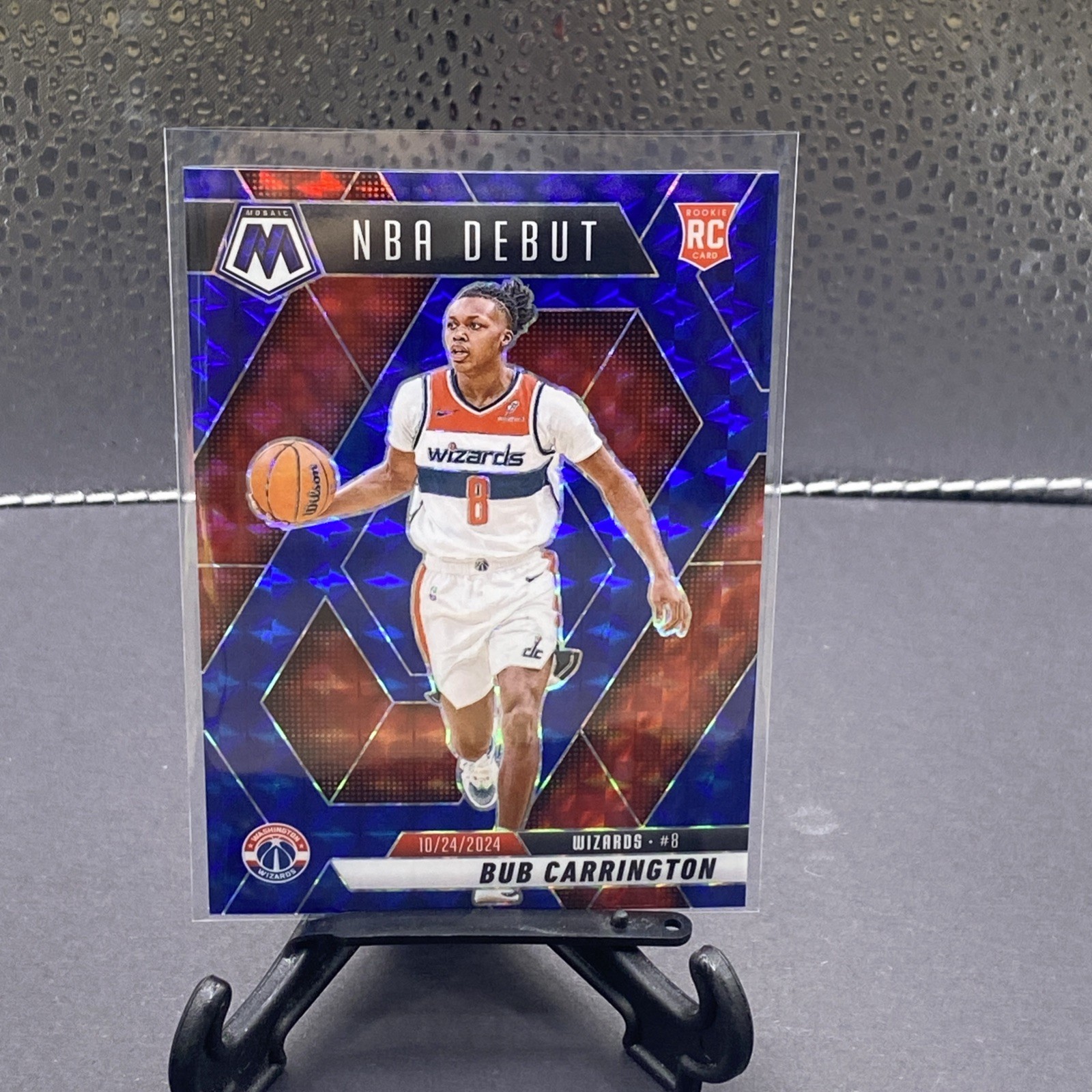 2024-25 Panini Mosaic Bub Carrington Rookie NBA Debut Blue Prizm #196/199