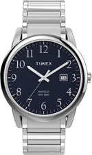 Timex TW2W52200, Easy Reader, Men's, Silvertone Expansion, Indiglo, Date