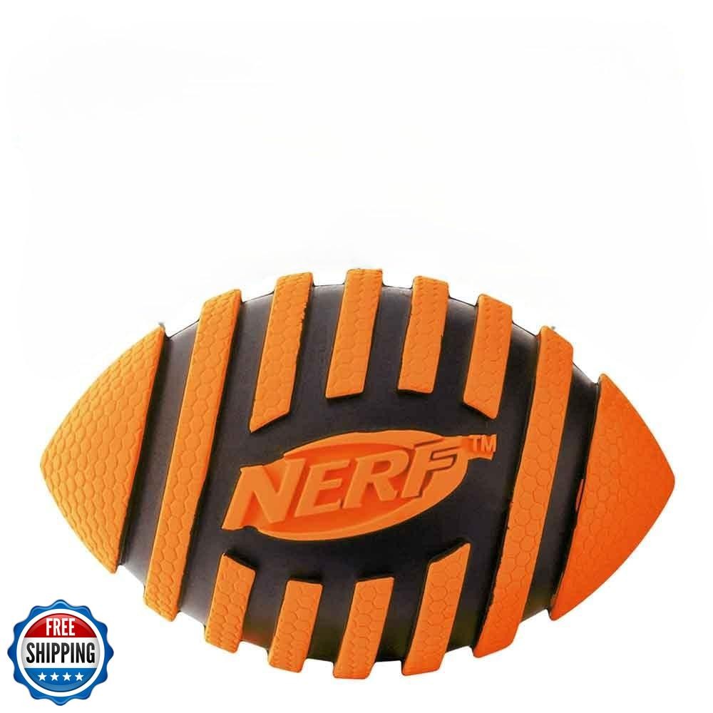 Nerf Dog Spiral Squeak Football Outdoor Dog Toy, 5 Inch Dog 