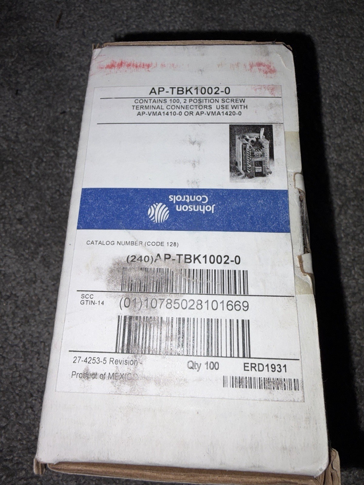JOHNSON CONTROLS AP-TBK1002-0, 2 POSITION SCREW TERMINAL CONNECTORS - BOX OF 95