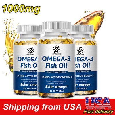 Omega 3 Fish Oil Supplement 1000 mg - Triple Strength EPA & DHA Fish Oil Omega 3