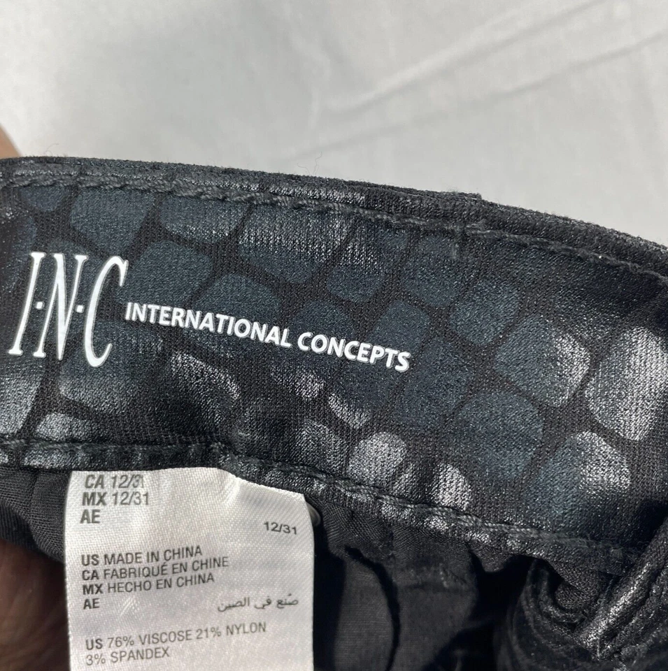 Pantalones International Concepts Mujer Talla 12 Negro Estampado Animal Pierna Recta Nuevos Foto 4 de 4