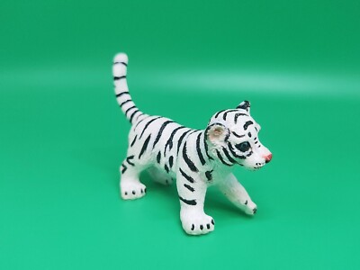 White Siberian Baby Tiger Cub Vanishing Wild Life Albino Cat Toy Mini Figure VTG