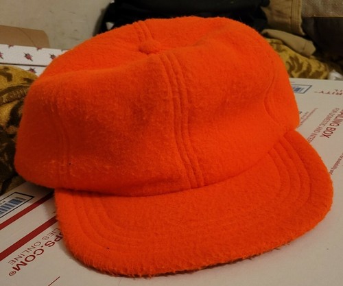 Vintage Blaze Orange Fleece Hunting Hat 