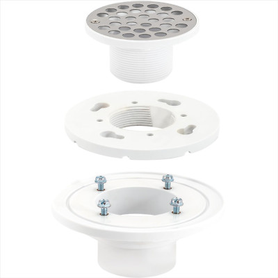 EZ-FLO 2 Inch X 3 Inch PVC Low Profile Floor & Shower Drain, Stainless Steel 