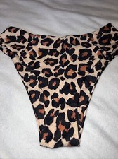 New Animal Print Bikini Bottoms Tan Brown Black Cheetah Leopard Large 12-14