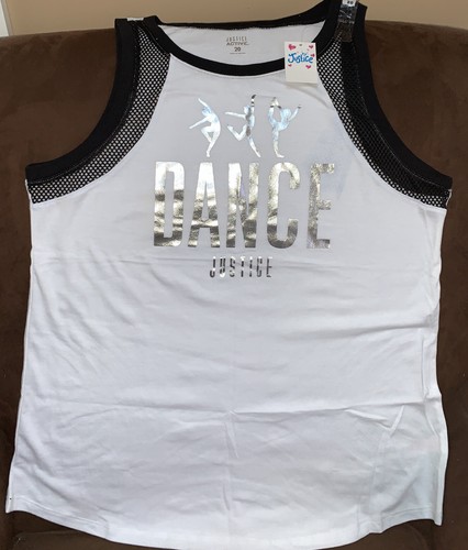 JUSTICE ACTIVE TANK SZ 20 “DANCE” SHIMMERING SUPER CUTE!! - Picture 2 of 3