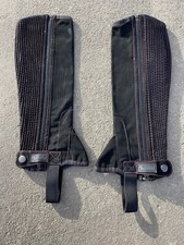 Dublin Synthetic Easy-Care Childs Small Black Half chaps Contrast stitching Pink