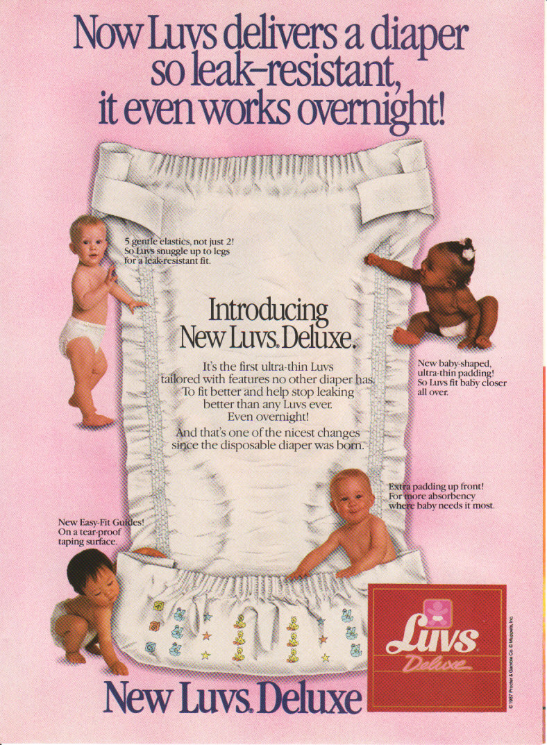1987 Luvs Deluxe Diapers Leak Resistant Bedwetting 1 Page Vintage Print